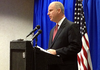 McDaniel speaks to the press Jan. 8 regarding his extramarital affair with Hot Springs attorney Andrea Davis.