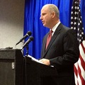 McDaniel speaks to the press Jan. 8 regarding his extramarital affair with Hot Springs attorney Andr...