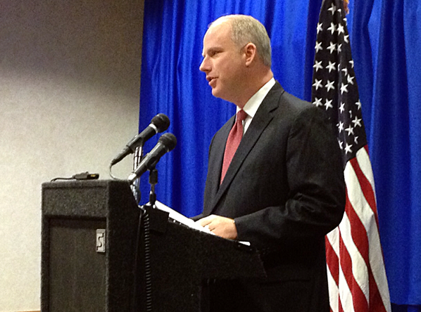 McDaniel speaks to the press ...