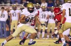Special the the Arkansas Democrat Gazette/MATT JOHNSON - 11-01-2012- Pulaski Academy tight end, and Arkansas commit, Hunter Henry turns upfield during first-half action against Jacksonville on November 1, 2012. 