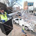 Craig Caperton, left, and Vernon Keck, both workers with Fayetteville Parks and Recreation Departmen...