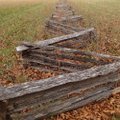 Split-rail fences add to the Civil War atmosphere at Pea Ridge National Military Park.           