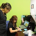 Araceli Mancia, right, and Sofia Kilpatrick, both medical assistants at the Wellness Center at Jones...