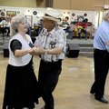 Jewell Barnett and husband Clyde Barnett dance Thursday at the Springdale Senior Center. The Barnett...