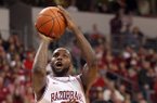Arkansas Democrat-Gazette/STEPHEN B. THORNTON -- Arkansas' Marshawn Powell drives to the basket in the second half against Alabama A&M's on Dec. 22, 2012 at Verizon Arena in North Little Rock.