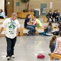 Sandoval keeps an eye on students during lunch. 