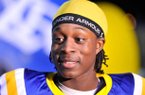 NLR athlete Altee Tenpenny talks to the media before Friday night's 7A quarter final game in North Little Rock.

Special to the Democrat-Gazette/JIMMY JONES