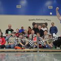 Conner Clinton, a Cub Scout with Vandergriff Pack 65, reacts with other local Cub Scouts as a pair o...