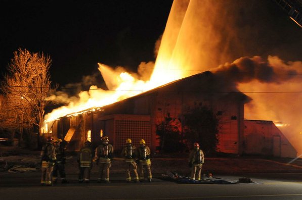
                               
                                  Photo by Anthony Reyes&mdash;
                               
                           
                           Springdale firefighters respond to a fire at an abandoned church Sunday, Jan. 20, 2013 on the north east corner of Grove Avenue and Thompson Street in Springdale.