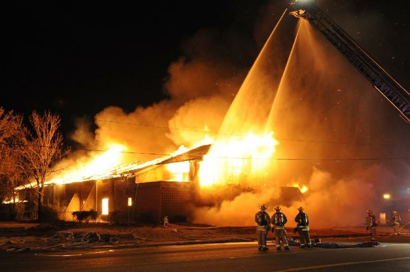 
                               
                                  Photo by Anthony Reyes&mdash;
                               
                           
                           Springdale firefighters respond to a fire at an abandoned church Sunday, Jan. 20, 2013 on the north east corner of Grove Avenue and Thompson Street in Springdale.