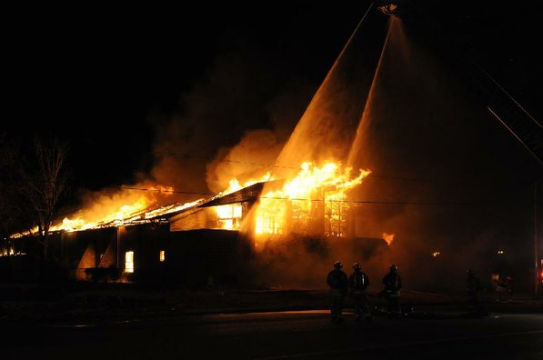 
                               
                                  Photo by Anthony Reyes&mdash;
                               
                           
                           Springdale firefighters respond to a fire at an abandoned church Sunday, Jan. 20, 2013 on the north east corner of Grove Avenue and Thompson Street in Springdale.