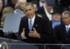 President Barack Obama delivers his Inaugural address at the ceremonial swearing-in at the U.S. Capitol during the 57th Presidential Inauguration Monday in Washington, D.C. 