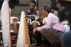 Mississippi State guard Jalen Steele (0) was briefly benched to ice his knees during the second half of an NCAA college basketball game against Tennessee at Thompson-Boling Arena, Saturday, Jan. 19, 2013, in Knoxville, Tenn. (AP Photo/Knoxville News Sentinel, Adam Brimer)