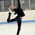 Amanda Thomsen, 10, attempts a Biellmann spin during the Ozark Figure Skating Club’s ice time at the...