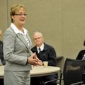 Jorgenson speaks to area school superintendents Wednesday in Bentonville. 