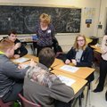 Ellen Johnston, left, director of K-12 mathematics for Fayetteville Public Schools, and Emily Poole,...