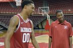 Arkansas assistant TJ Cleveland (right) scored 15 points in the Razorbacks' last win at South Carolina in 2001.