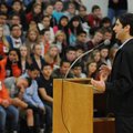 Matt de la Pena speaks to students Thursday at Southwest Junior High School in Springdale. De la Pen...