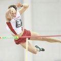 Arkansas' Kevin Lazas competes in the pole vault portion of the heptathlon Saturday, Jan. 26, 2013, ...