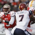 Senior Bowl South Squad quarterback EJ Manuel of Florida State (3) looks for a receiver as North Squ...