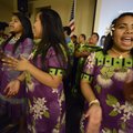 Martha Samuel, right, of Springdale performs the song “Totor Iumin Mejatoto,” meaning “living exciti...