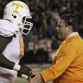 Arkansas offensive line coach Sam Pittman, who coached at Tennessee in 2012, was pivotal in Dan Skip...