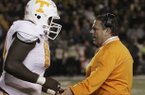 Arkansas offensive line coach Sam Pittman, who coached at Tennessee in 2012, was pivotal in Dan Skipper's decision to switch verbal commitments from the Volunteers to the Razorbacks. (Chattanooga Times/Patrick Smith)