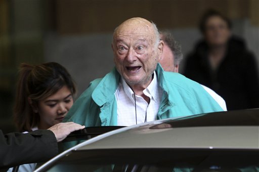 in-this-dec-10-2012-file-photo-former-new-york-city-mayor-ed-koch-says-good-bye-to-reporters-as-he-gets-in-his-car-after-being-released-from-the-hospital-in-new-york-a-spokesman-says-koch-now-expects-to-get-out-of-the-hospital-on-saturday-jan-26-2013-spokesman-george-arzt-said-friday-that-koch-originally-expected-to-remain-over-the-weekend-at-newyork-presbyteriancolumbia-hospital-but-doctors-changed-their-minds-and-decided-to-let-him-out-saturday-instead-he-was-admitted-last-saturday-night-with-fluid-in-his-lungs-and-swollen-ankles-doctors-have-told-the-88-year-old-ex-mayor-to-limit-his-salt-intake
