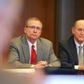 Arkansas Athletic Director Jeff Long (left) and Donald Pederson, vice chancellor for finance and adm...