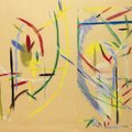 Richard Tuttle’s “Three Europes Drop Through, #1,” a pastel on paper made in 1990, is among many ite...