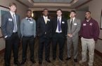 Arkansas Democrat-Gazette/CARY JENKINS -- High School Players of the year: Will Francis of Harding Academy, Shaquille Hunter of Jackson City, L. J. Wallace of Pulaski Academy, Austin Allen of Fayetteville, Drew Morgan of Greenwood and Dontrell Brown of Stuttgart.