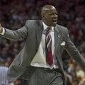 Arkansas' head coach Mike Anderson disputes a call during the second half an NCAA college basketball...