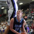 Bailey Schalk of Springdale Har-Ber tries to get past the Fayetteville defense Jan. 22 at Bulldog Ar...