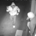 A frame from a surveillance video of a burglary at Popeyes Chicken in Rogers.