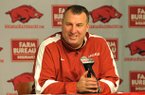 University of Arkansas head football coach Bret Bielema talks about the 22 players who committed to the Razorbacks as he conducts a press conference Wednesday afternoon.