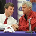 NWA Media/MICHAEL WOODS --02/06/2013-- Fayetteville High's Austin Allen shakes hands with his father...