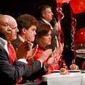 Pulaski Academy's tight end Hunter Henry, center, applauded as his coach Kevin Kelley, upper right s...