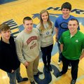 Springdale Har-Ber student athletes, from left, Jerry Wood, Peyton Squires, Sara Lachance, Winston R...