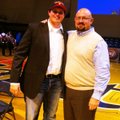 Jacob Ralph, Shiloh Christian senior, stands with Saints offensive line coach Haden Gilder after Ral...