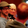 Jason Baldwin, left, answers a question as Mara Leveritt, center, looks on during a Clinton School o...