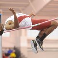 Arkansas junior Michael May competes in the high jump Saturday, Feb. 9, 2013, during the Tyson Invit...