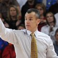 Florida's Billy Donovan, head coach, gives a thumbs up to players Tuesday, Feb. 5, 2013, at Bud Walt...