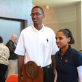 Hall High School's Bobby Portis and Tyler Scaife Thursday during a ceremony in which they were annou...