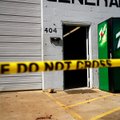 Splattered blood is seen on the pavement Thursday outside the entrance to Latino Mechanica on Campbe...