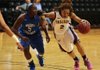 UALR guard Taylor Ford drives to the basket during the Trojans victory over Middle Tennessee