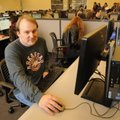 Jonathan Noble sits at a computer in the computer lab at the University of Arkansas student union Fe...