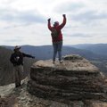 Lou Whisenhunt takes in the view from atop a rock formation during a hike along Home Valley Bluff on...