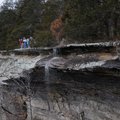 A waterfall and lush forest delight explorers Friday during a hike around Home Valley Bluff. The tre...