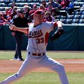 Trey Killian delivers a pitch during Arkansas' 10-2 win over Evansville on Feb. 24, 2012 at Baum Sta...