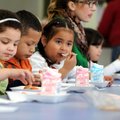 Makenzi Hoskins, 4, from left, Andy Barbosa-Rodriguez, 5, and Nicole Marcia-Martinez, 4, all prekind...